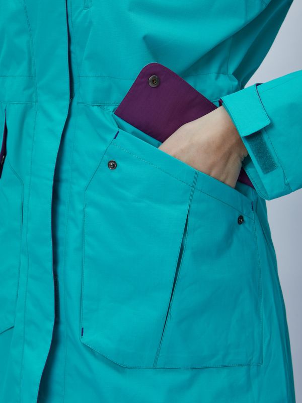 Turquoise hooded parka for women 551996Br